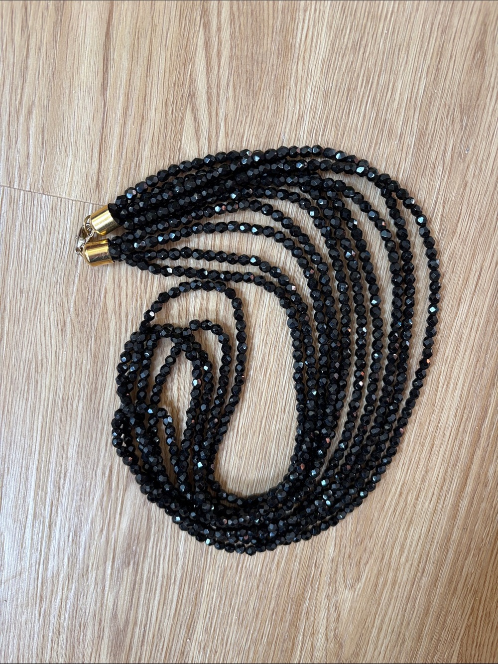 Classic Black Beaded Multi-Strand Necklace -